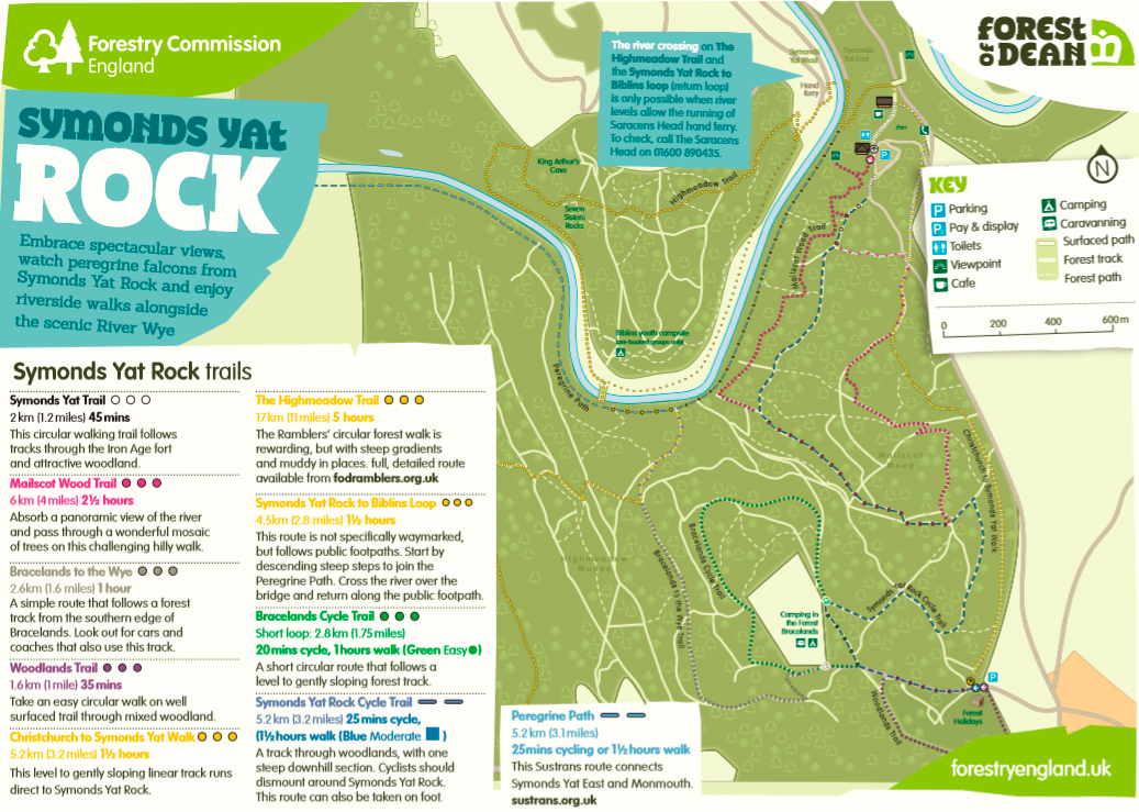 Symonds Yat Rock - Map of walking trails
